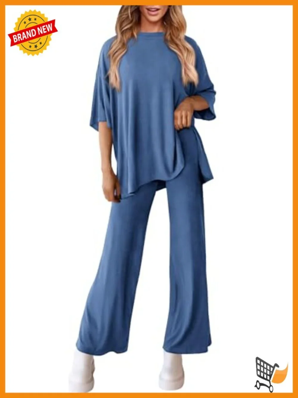 Two Piece Lounge Set Short Sleeve Top Wide Leg Pants Matching Set Travel Outfit
